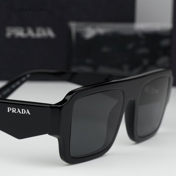 Prada Women Sunglasses Black Dark Grey Square PRA05S 16K08Z BRAND NEW main image 5